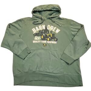 John Deere Barn Crew Hoodie Green Tractor Equipment Farm Pullover Men  L